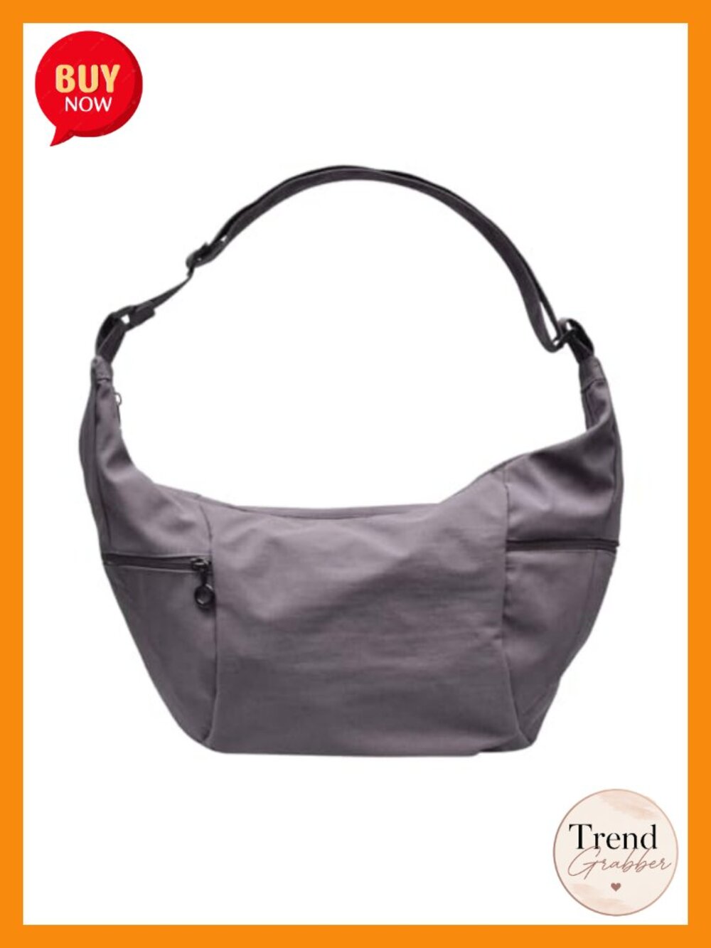 Water Repellent Nylon Crossbody Sling Bag Slouchy Crescent Shoulder